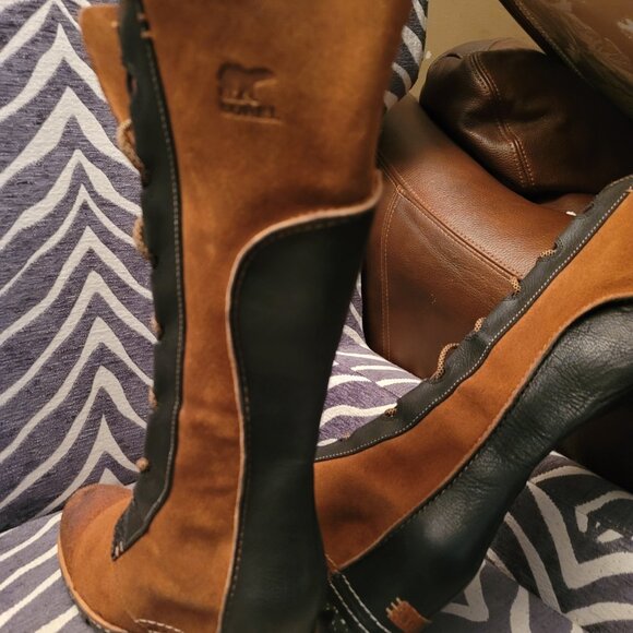 SOREL CATE THE GREAT WEDGE Tall ELK /BLACK • Winter SNOW RAIN BOOTS US SIZE 7 - Picture 11 of 16